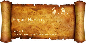 Höger Martin névjegykártya